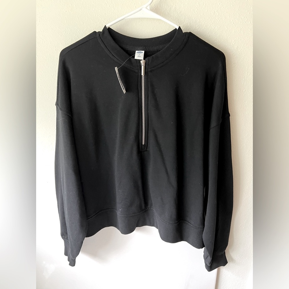 Black Half-Zip Crew Neck Sweater